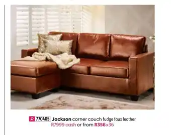 HomeChoice Jackson Corner Couch Fudge Faux Leather offer