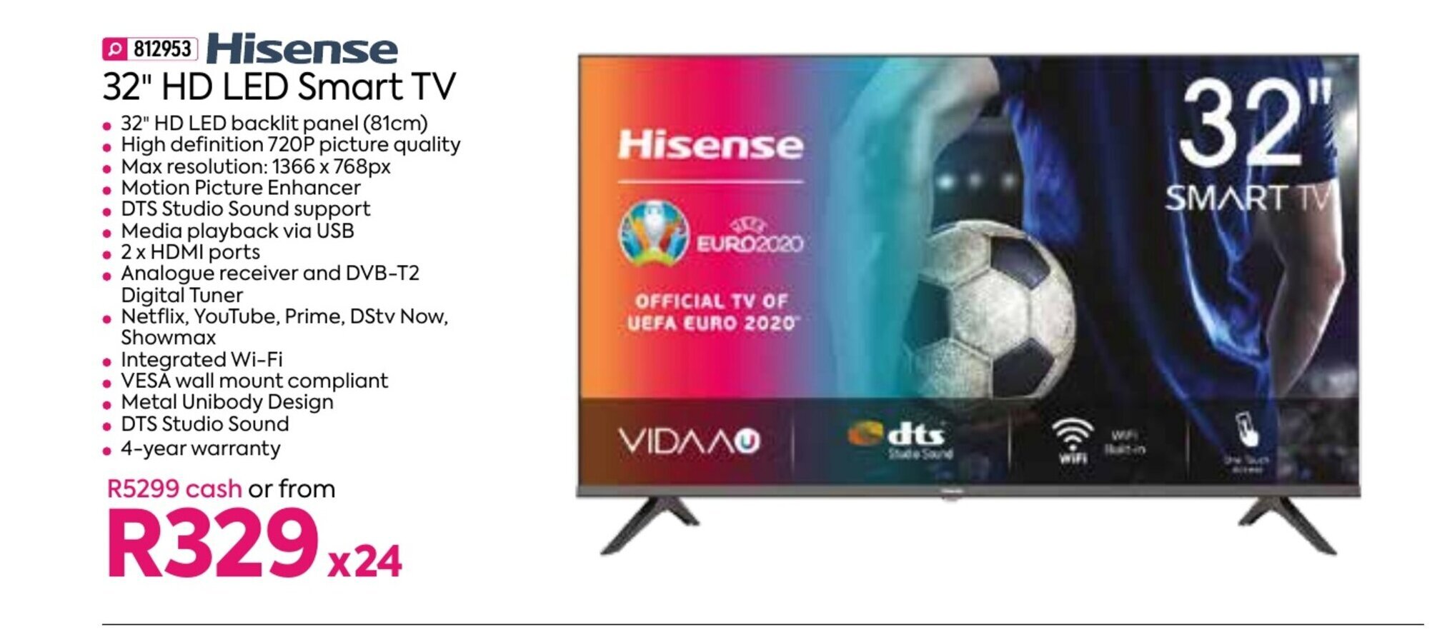 Hisense 32" HD LED Smart TV offer at HomeChoice