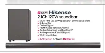 HomeChoice Hisense - 2.1Ch 120W Sounbar offer