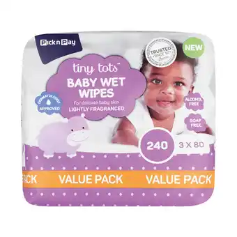 Pick n Pay Liquor Tiny Tots 80 Fragranced Baby Wipes 240 Pack offer