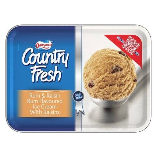 Dairymaid Country Fresh Rum & Raisin Rum Flavoured Ice Cream With