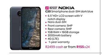 HomeChoice Nokia - C20 Smartphone Dual Sim Dark Blue offer
