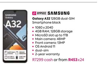 HomeChoice Samsung - Galaxy A32 128GB Dual-Sim Smartphone Black offer