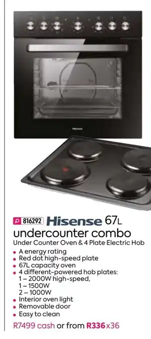 HomeChoice Hisense - 67L Undercounter Combo offer