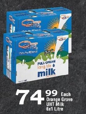 Oxford Freshmarket Orange Grove UHT Milk 6x1 Litre offer