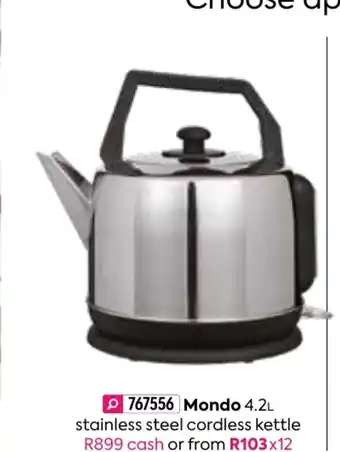 HomeChoice Mondo 4.2L Stainless Cordless Kettle offer