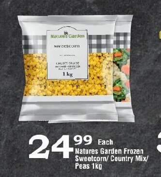 Oxford Freshmarket Natures Garden Frozen Sweetcorn/Country Mix/ Peas 1kg offer