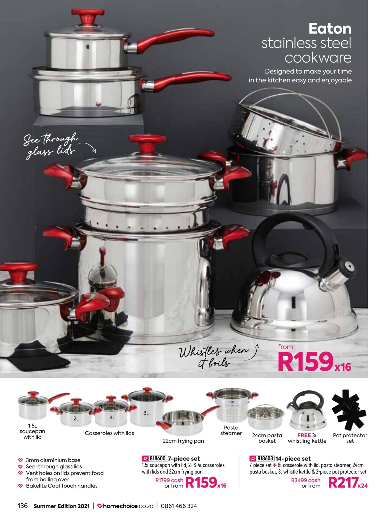Eaton Stainless Steel Cookware 7Piece Set offer at HomeChoice