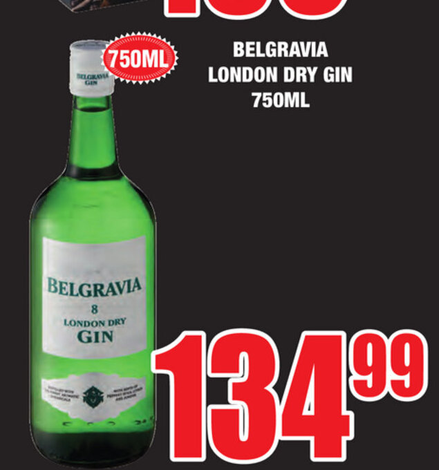 Belgravia London Dry Gin 750ml offer at Boxer Liquors