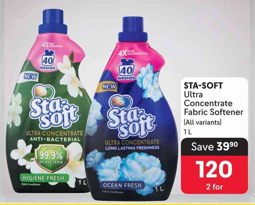 STA-SOFT Ultra Concentrate Fabric Softener (All variants) offer at Makro