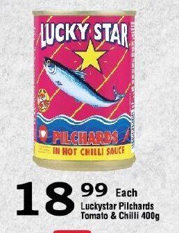 Oxford Freshmarket Lucky Star Pilchards Tomato & Chilli 400g offer