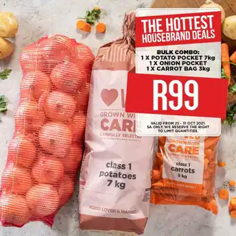 Food Lover's Market Bulk Combo: 1 x Potato Pocket 7kg , 1 x Onion POcket , 1 x CarrotBag 3kg offer