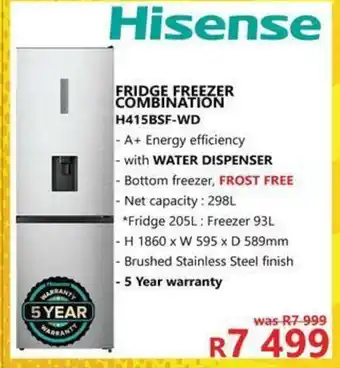 Tafelberg Furnishers HIsense - Fridge Freezer Combination - H415BSF-WD offer