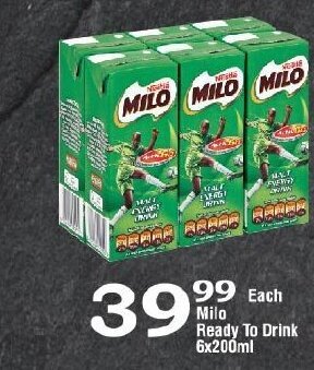 Oxford Freshmarket Milo Ready to Drink 6x200ml offer