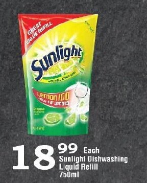 Oxford Freshmarket Sunlight Dishwashing Liquid Refill 750ml offer