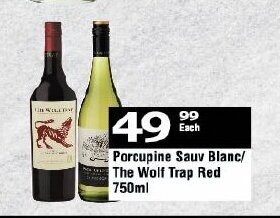 Porcupine Sauv Blanc/ The Wolf Trap Red 750ml