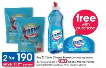 Clicks 2 clicks Xtreme Power Dishwashing Tablets offer