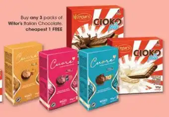 Buy any 3 packs of Witor's Italian Chocolate, cheapest 1 FREE