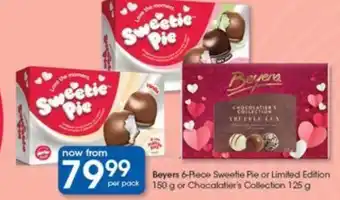 Clicks Beyers 6-Piece Sweetie Pie or Limited Edition per pack 150 g or Chocalatier's Collection 125 g offer