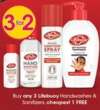 Clicks Buy any 3 Lifebuoy Handwashes & Sanitizers, cheapest 1 FREE offer