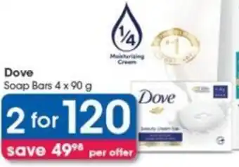 Clicks Dove Soap Bars 4 x 90 g offer