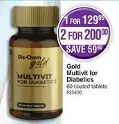 Dis-Chem Dis-Chem Gold Multivit For Diabetics 60 Coated Tablets-For 1 offer