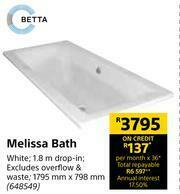 Builders Warehouse Betta Melissa Bath-1795mm x 798mm offer