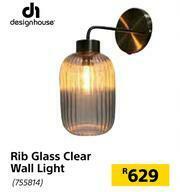 Builders Warehouse Design House Rib Glass Clear Wall Light offer