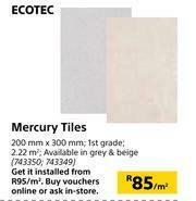 Builders Warehouse Ecotec Mercury Tiles 200mm x 300mm-Per Sqm offer