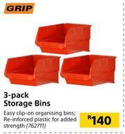 Builders Warehouse Grip 3 Pack Storage Bins offer