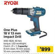 Builders Warehouse Ryobi One Plus 18 V 13mm Impact Drill XHD-1820 offer