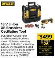 Builders Warehouse Dewalt 18V Li-Ion XR Brushless Oscillating Tool DCS355NT-XJ offer