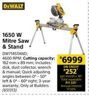 Builders Warehouse Dewalt 1650W Mitre Saw & Stand DW714STAND offer