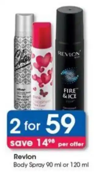 Clicks Revlon Body Spray 90 ml or 120 ml offer