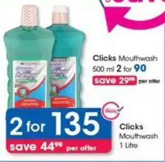 Clicks Clicks Mouthwash 500 ml offer