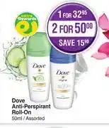 Dis-Chem Dove Anti Perspirant Roll On Assorted-50ml offer