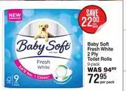 Dis-Chem Baby Soft Fresh White 2 Ply Toilet Rolls 9 Pack-Per Pack offer