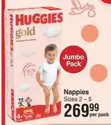 Dis-Chem Huggies Gold Nappies Sizes 2-5 Jumbo Pack-Per Pack offer