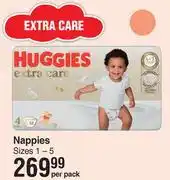 Dis-Chem Huggies Extra Care Nappies Sizes 1-5-Per Pack offer