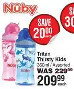 Dis-Chem Nuby Tritan Thirsty Kids Assorted-360ml Each offer