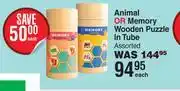 Dis-Chem Animal Or Memory Wooden Puzzle In Tube Assorted-Each offer