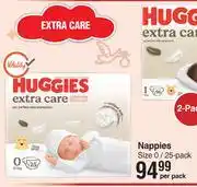 Dis-Chem Huggies Extra Care Nappies Size 0/25 Pack-Per Pack offer