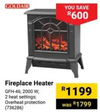 Builders Warehouse GOLDAIR Fireplace Heater offer