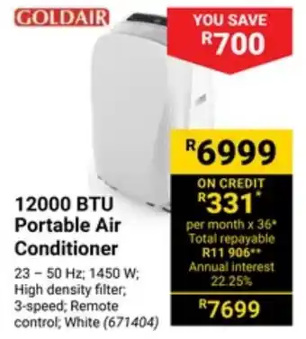 Builders Warehouse GOLDAIR 12000 BTU Portable Air Conditioner offer