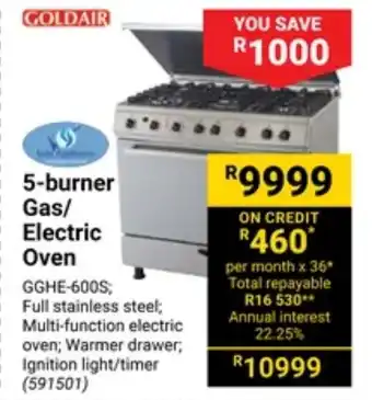 Builders Warehouse Goldair 5-burner Gas/ Electric Oven offer