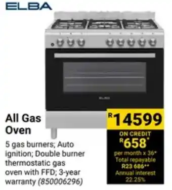 Builders Warehouse ELBA All Gas Oven offer