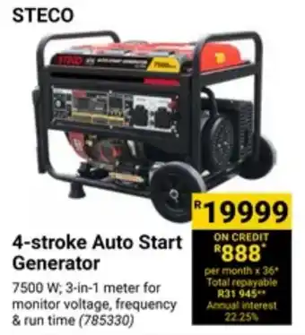 Builders Warehouse STECO 4-stroke Auto Start Generator offer