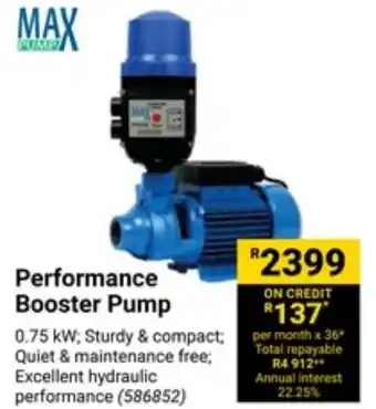 Builders Warehouse MAX PUMP Performance Booster Pump offer