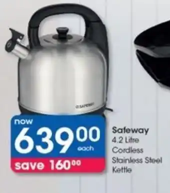 Clicks Safeway 4.2 Litre Cordless Stainless Steel Kettle offer