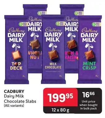 Makro CADBURY Dairy Milk Chocolate Slabs (All variants) offer